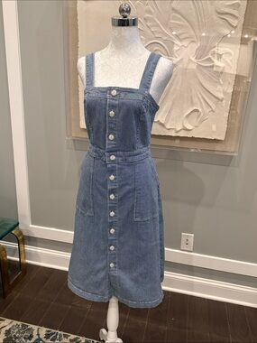 Universal Thread Blue Striped Denim Button Front Midi Dress Size 6 Workwear